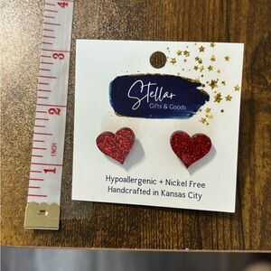Red Glitter Heart Earrings